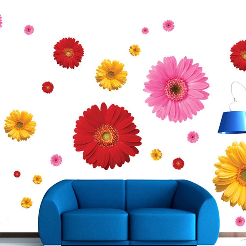 Sticker Dán Tường Họa Tiết Hoa 3D Lãng Mạn Dùng Trang Trí Phòng Khách