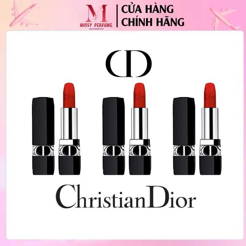 [𝘊𝘩𝘪́𝘯𝘩 𝘏𝘢̃𝘯𝘨] Son Dior Limited Rouge velvet (hot new 2021), chất son được bao bọc bằng nhung mịn màng cao cấp
