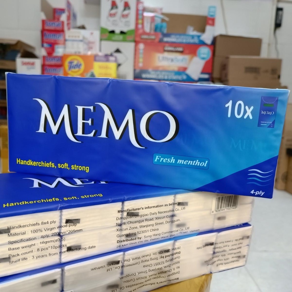 Khăn giấy Memo Fresh Menthol 4 lớp lốc 10 gói
