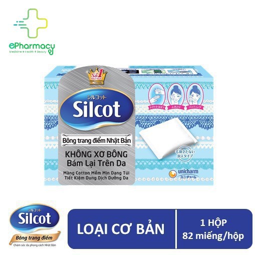 Bông tẩy trang Silcot Nhật Bản Hộp 82 miếng cao cấp - Bông Silcot Unicharm | BigBuy360 - bigbuy360.vn