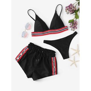 Áo bơi Sọc Bikini màu đen