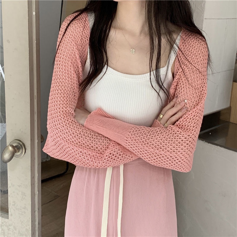 Áo Cardigan Dệt Kim Vải Lụa Lạnh Mỏng Chống Nắng Thời Trang Mùa Hè Cho Nữ
