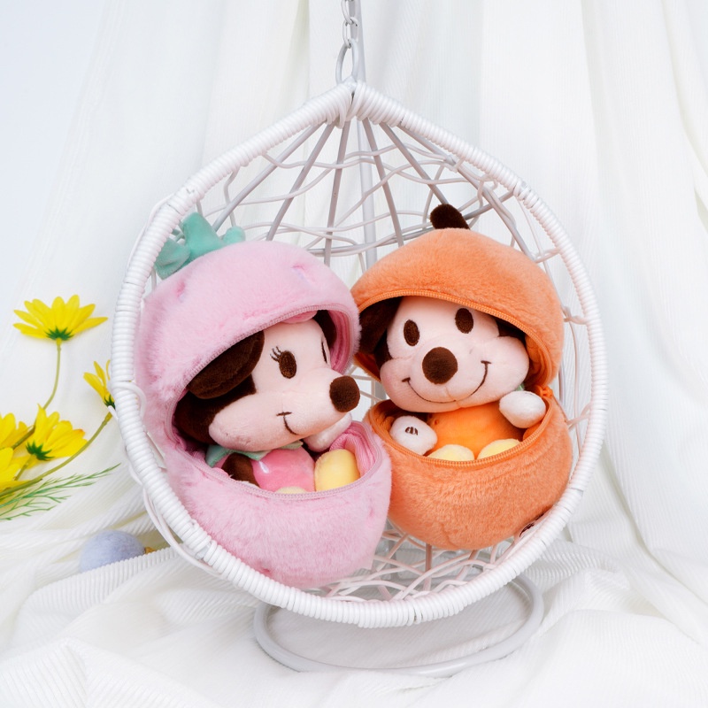 Disney  Móc Khóa Búp Bê Nhồi Bông Hình Chuột Mickey Minnie Trứng Phục Sinh Trái Cây