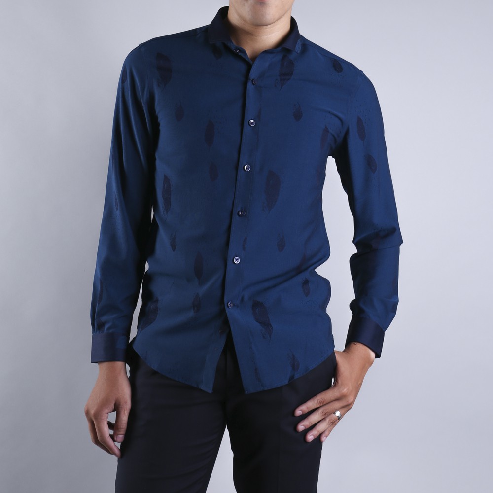 Áo sơ mi nam dài tay Owen chất Bamboo dáng SlimFit màu xanh - AS80427D