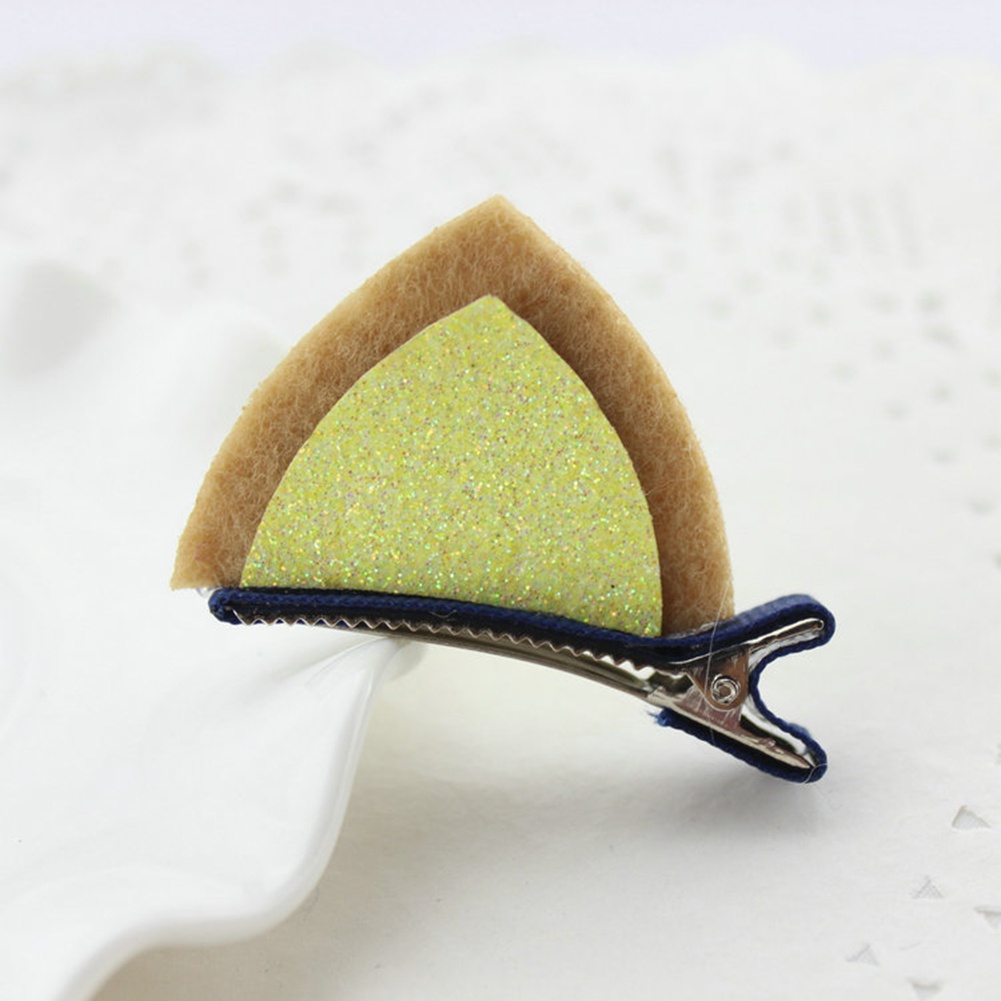 1 Cặp Kẹp Tóc Hình Tai Mèo Đính Kim Sa Dễ Thương Cho Bé