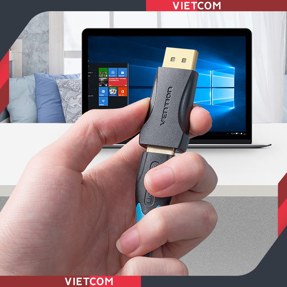 Đầu chuyển đổi Displayport To Hdmi Mạ Vàng - Thương Hiệu Vention - Hỗ trợ độ phân giải 1080P/60Hz &amp; 4K/30Hz