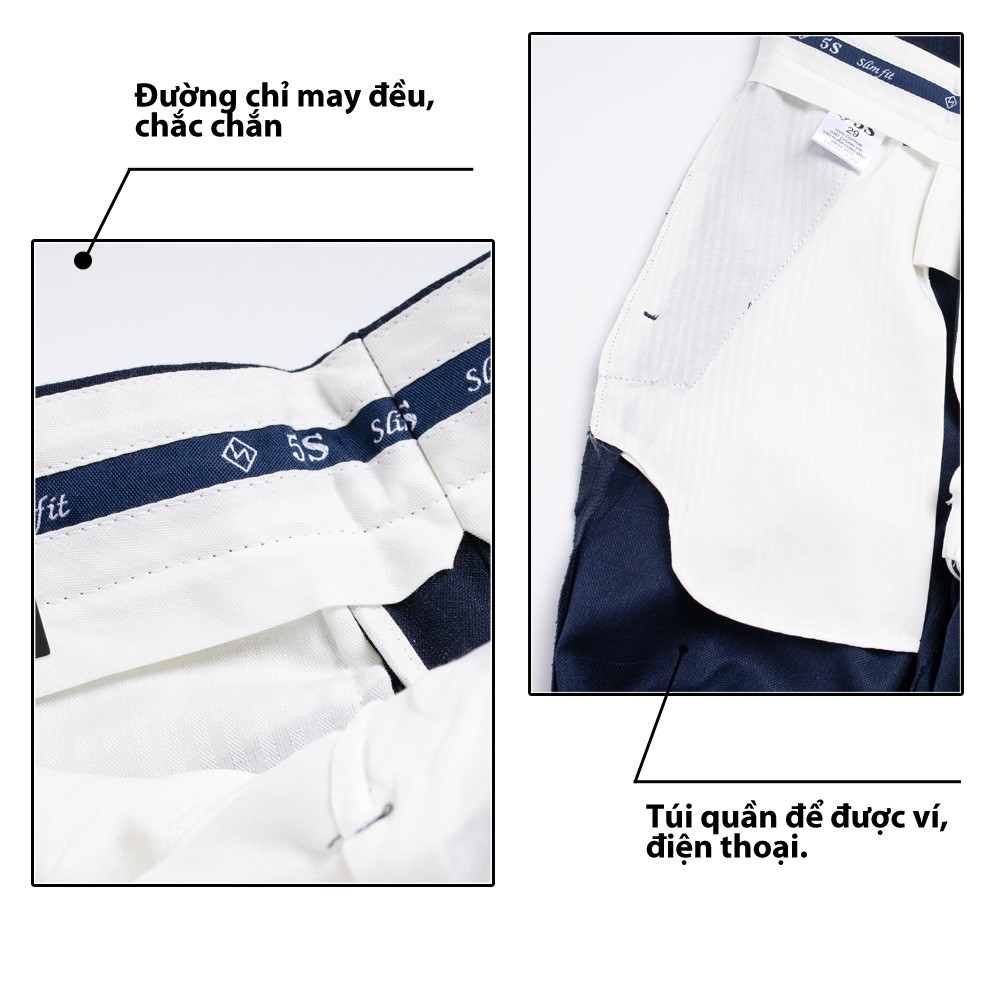 Quần Âu Nam 5S Họa Tiết Kẻ Caro Màu Xanh Đen,  Dáng Ôm Vừa, Ít Nhăn, Thoáng Mát, Co Giãn Nhẹ (QAU0404S1XDE) | BigBuy360 - bigbuy360.vn