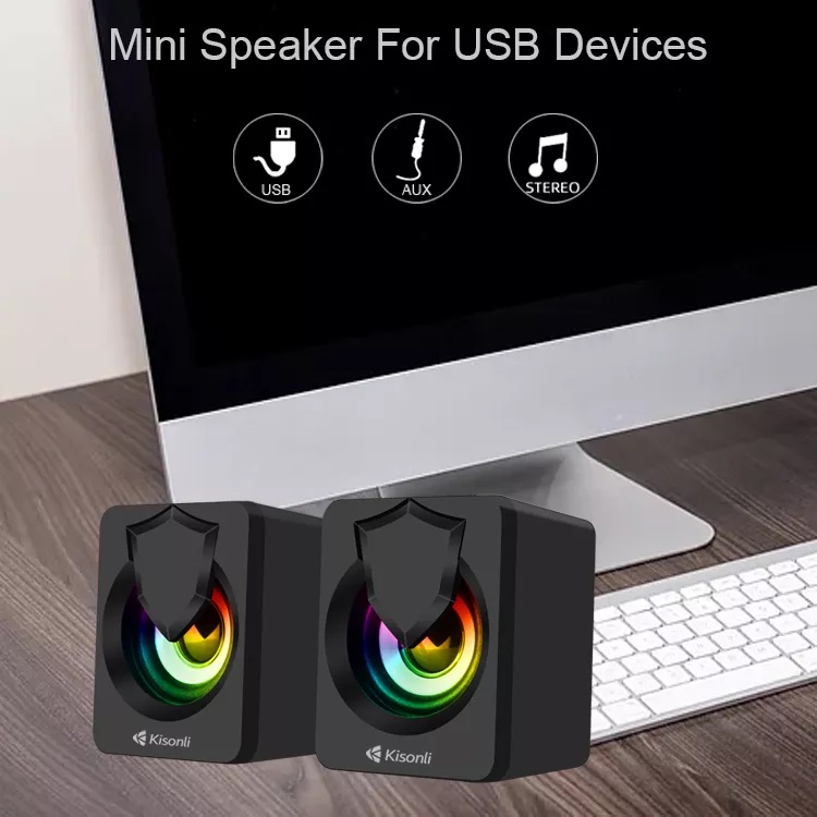 Loa vi tính 2.0 mini Kisonli L-1030 led RGB - nhỏ gọn (hồng) phụ kiện 1986