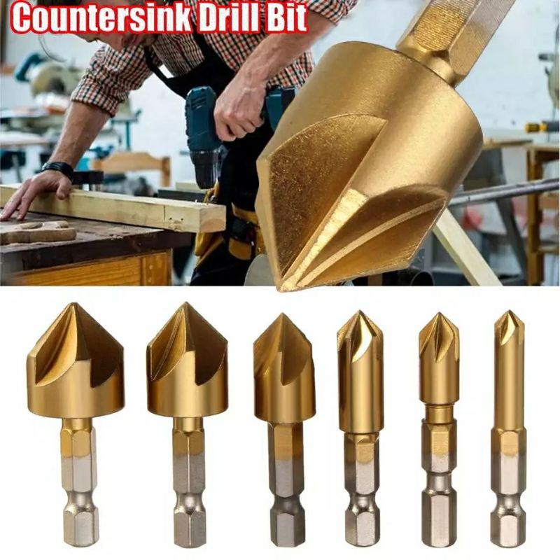 Bộ 6 mũi âm mặt vít doa lỗ cho thợ mộc DIY
