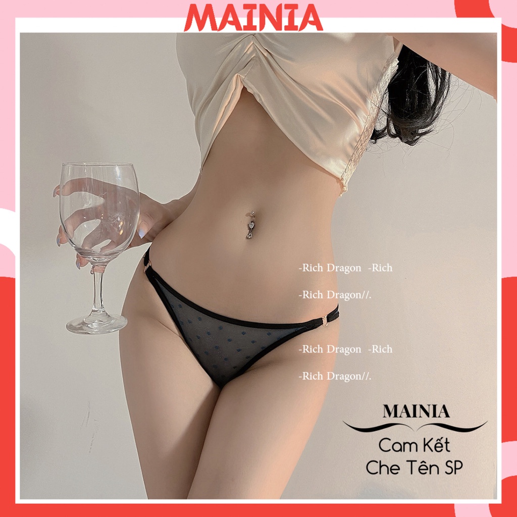 Quần Lót Ren Nữ Chấm Bi Khoen Tim Hai Bên Hông Phối Viền Màu Chíp Ren Xinh Xắn Dễ Thương Mainia Shop