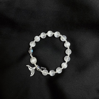 Vòng tay selenite phối labradorite charm bạc 925 vtsml22a patronus