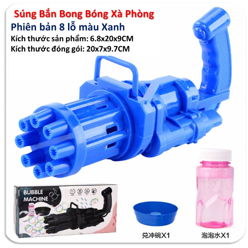 Súng Bắn Bong Bóng Xà Phòng 8 Nòng Siêu Mạnh, Súng bắn bong bóng Hot TikTok 2021, Đồ chơi vận động ngoài trời