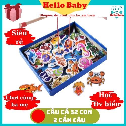 Bộ đồ chơi câu cá 💖 FREESHIP Từ 250K 💖 bộ đồ chơi câu cá nam châm bằng gỗ an toàn tiện dụng cho bé thỏa sức vui chơi