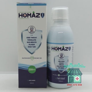 Súc họng miệng HOMAZ ONE dùng trong viêm họng, amidan, viêm lợi viêm loét miệng chai 250ml