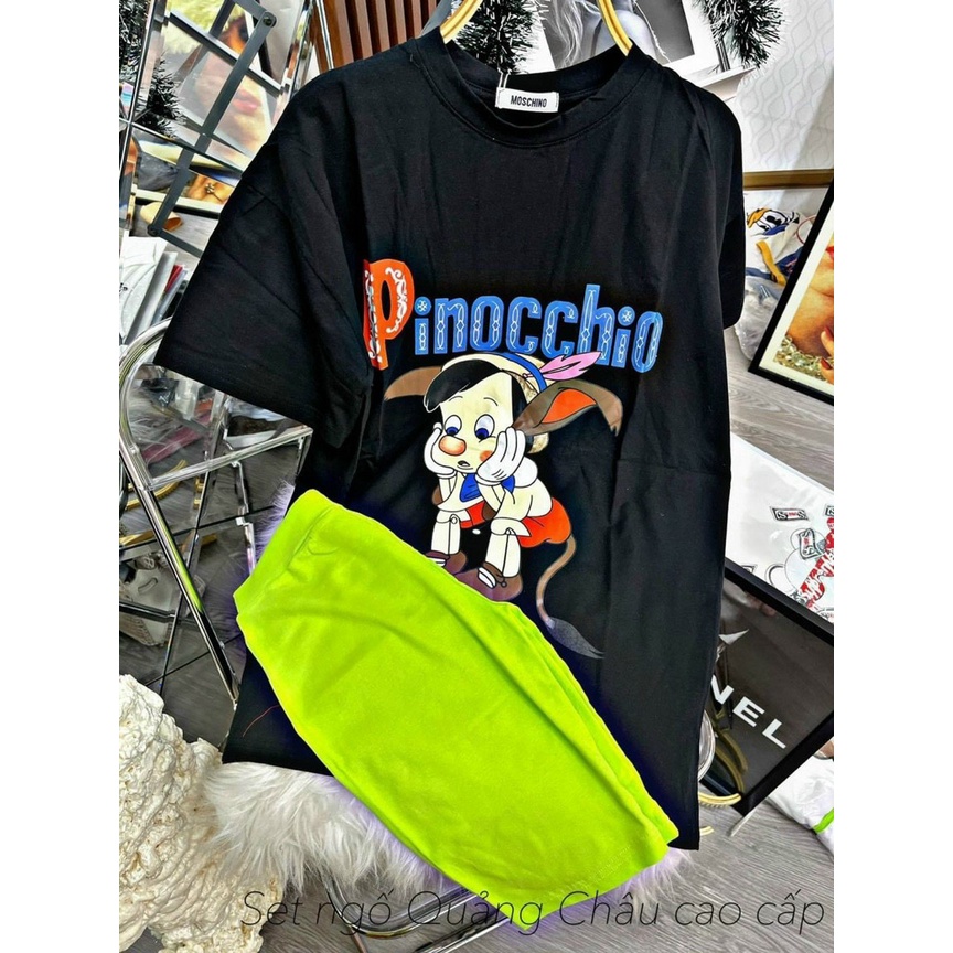 Set Bộ Đồ Nữ Mặc Nhà Quần Ngố Thun Ôm bố sát + Áo Phông SMILE Ullzang (Ảnh thật/Có Sẵn)