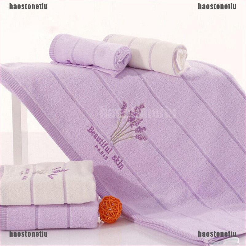 (tiu) Khăn Tắm / Tay Cotton Mềm Mại Thêu Hoa Oải Hương Thơm