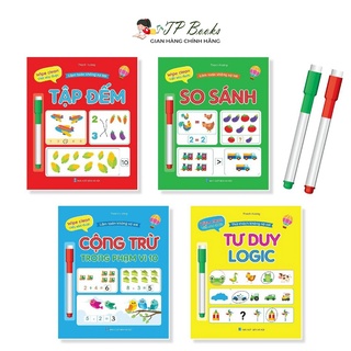 Sách - Bộ Vở Viết Xóa Được - Làm Toán Không Sợ Sai - Wipe Clean - (Bộ 4 Cuốn + Tặng Kèm 2 Bút)