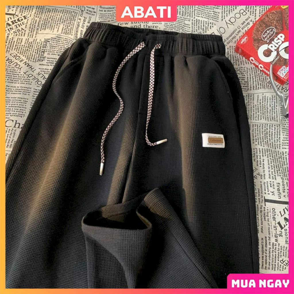 Quần ống suông nam nữ form rộng baggy đẹp hàn quốc ABATI Quần ống rộng vải tổ ong dày dặn thoáng mát đi học QN04