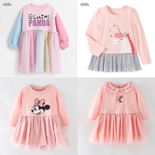  Váy dài tay Malwee cho bé gái đầm công chúa thu đông cho bé váy Mickey hoạt hình trẻ em đầm cotton dài tay cho bé 