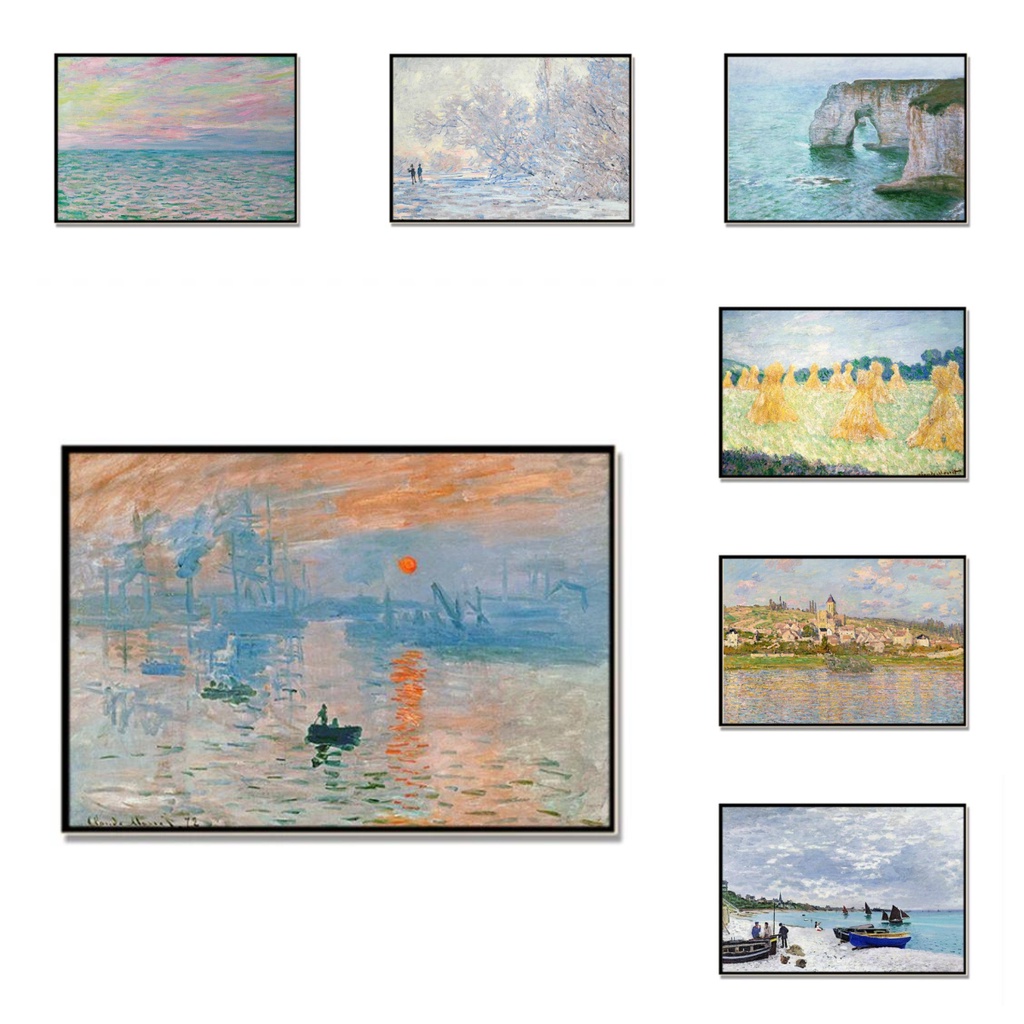 Tranh Vải Bạt Treo Tường In Hình Nổi Tiếng Claude Monet Trang Trí Nhà Cửa/Quán cafe