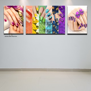 Bộ 3 tranh canvas chủ đề tiệm nail phong cách hiện đại - khung hình phạm gia PG176