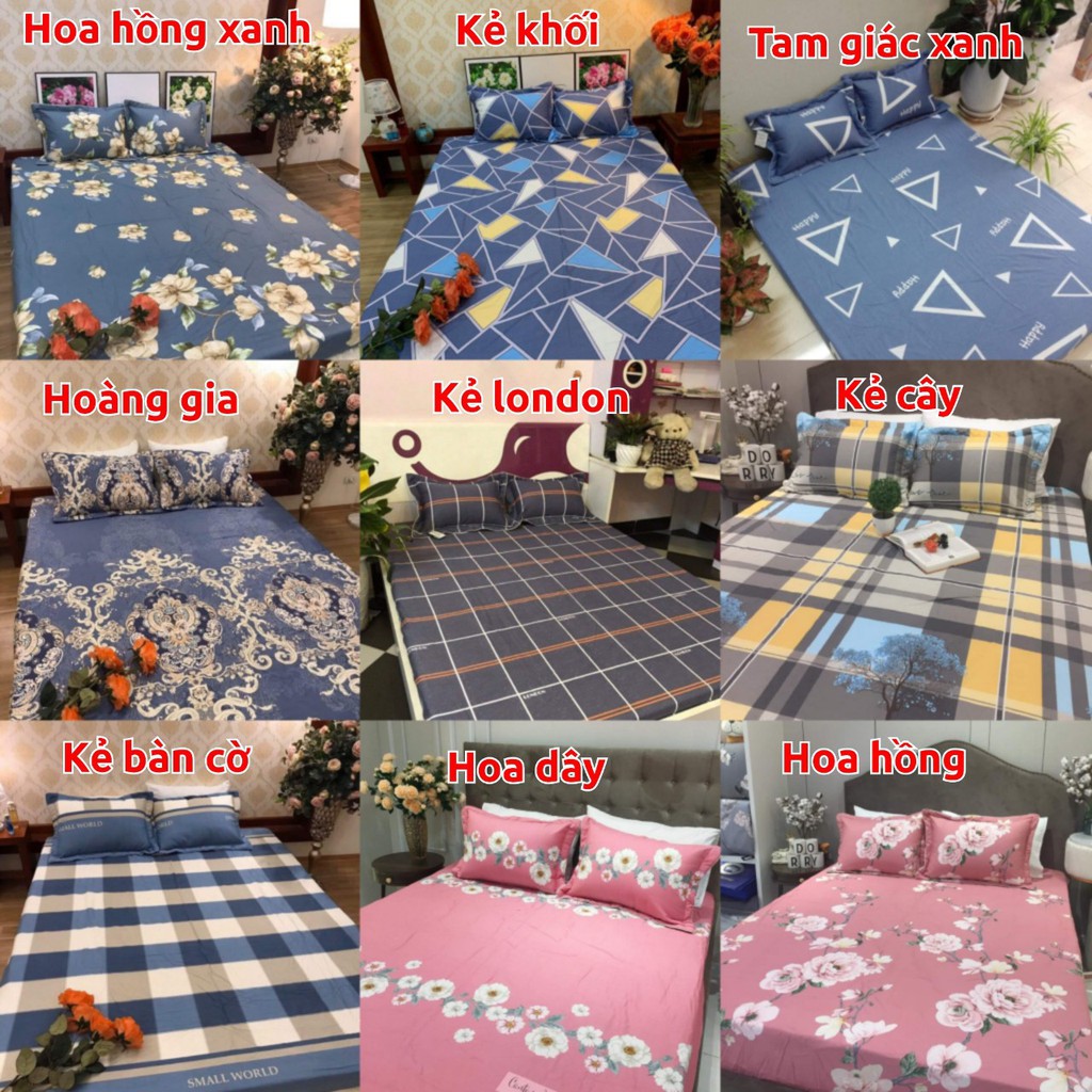 Bộ Ga Giường Và Vỏ Gối, vỏ Chăn Cotton Lụa Hàng Quốc 100% Ga Chun Đủ Size Nệm, Bán Lẻ  Vỏ Chăn, Vỏ Gối