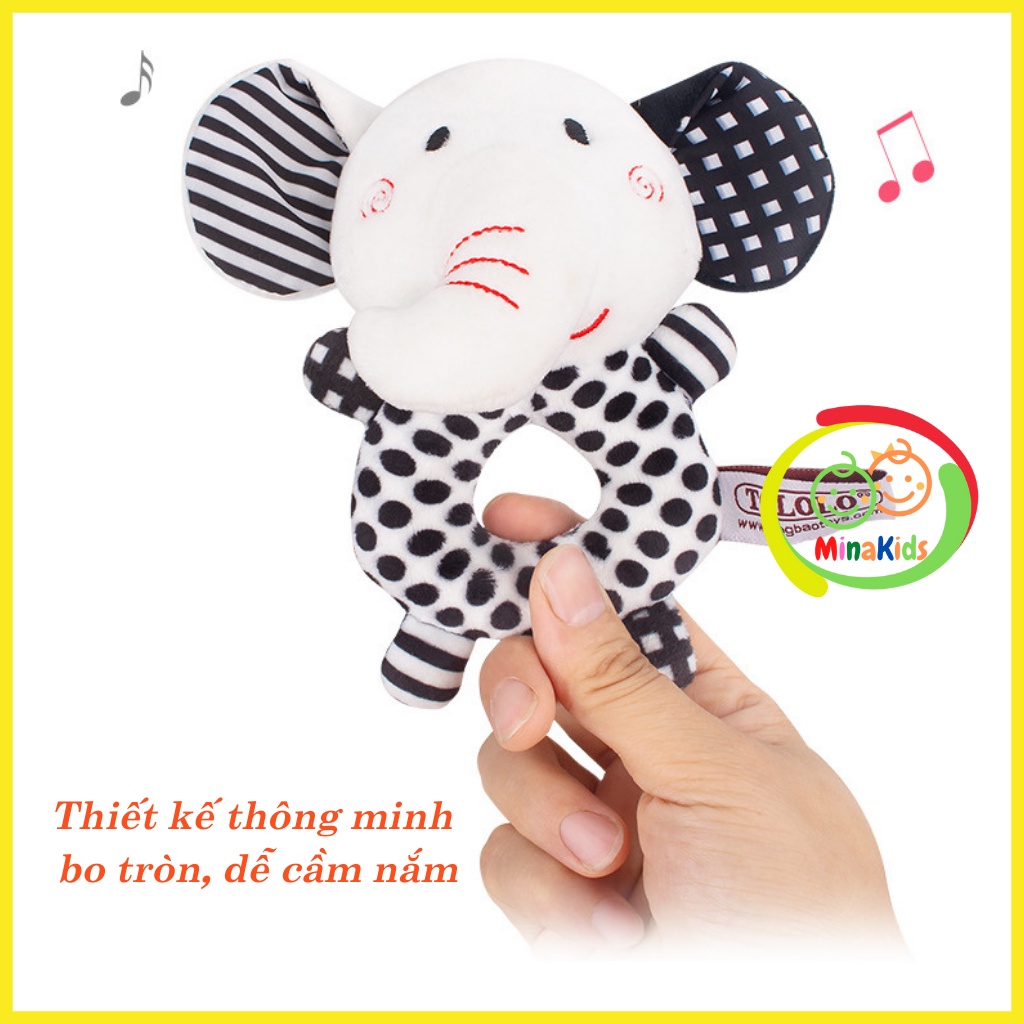 Đồ Chơi Lục Lạc Thú Bông Chút Chít Cho Bé Cầm Nắm Màu Sắc Đen Trắng Kích Thích Thị Giác TOLOLO TCT19