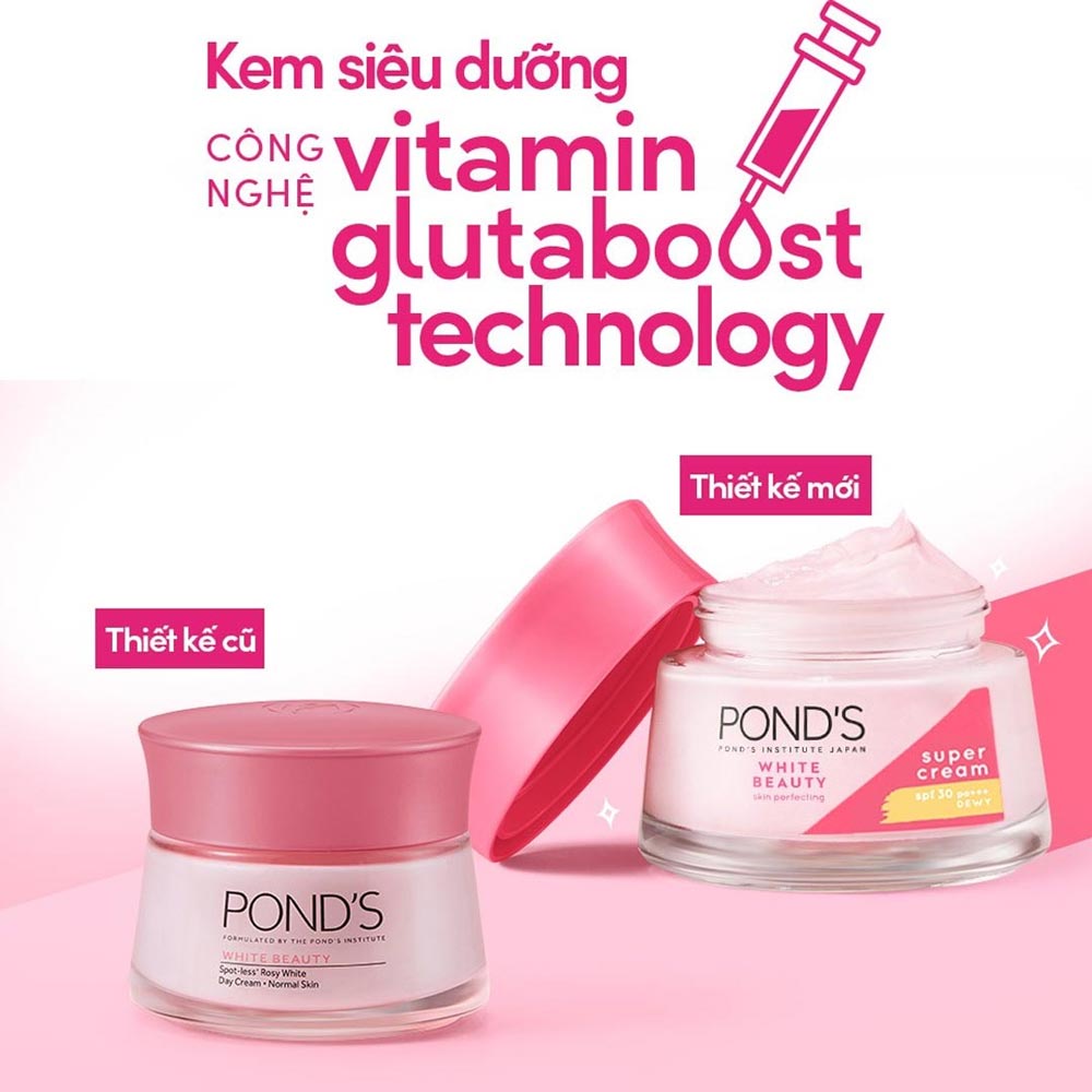 Kem Dưỡng Da Pond's Sáng Hồng Rạng Rỡ White Beauty Super Cream 50g Hasaki Sản Phẩm Chính Hãng