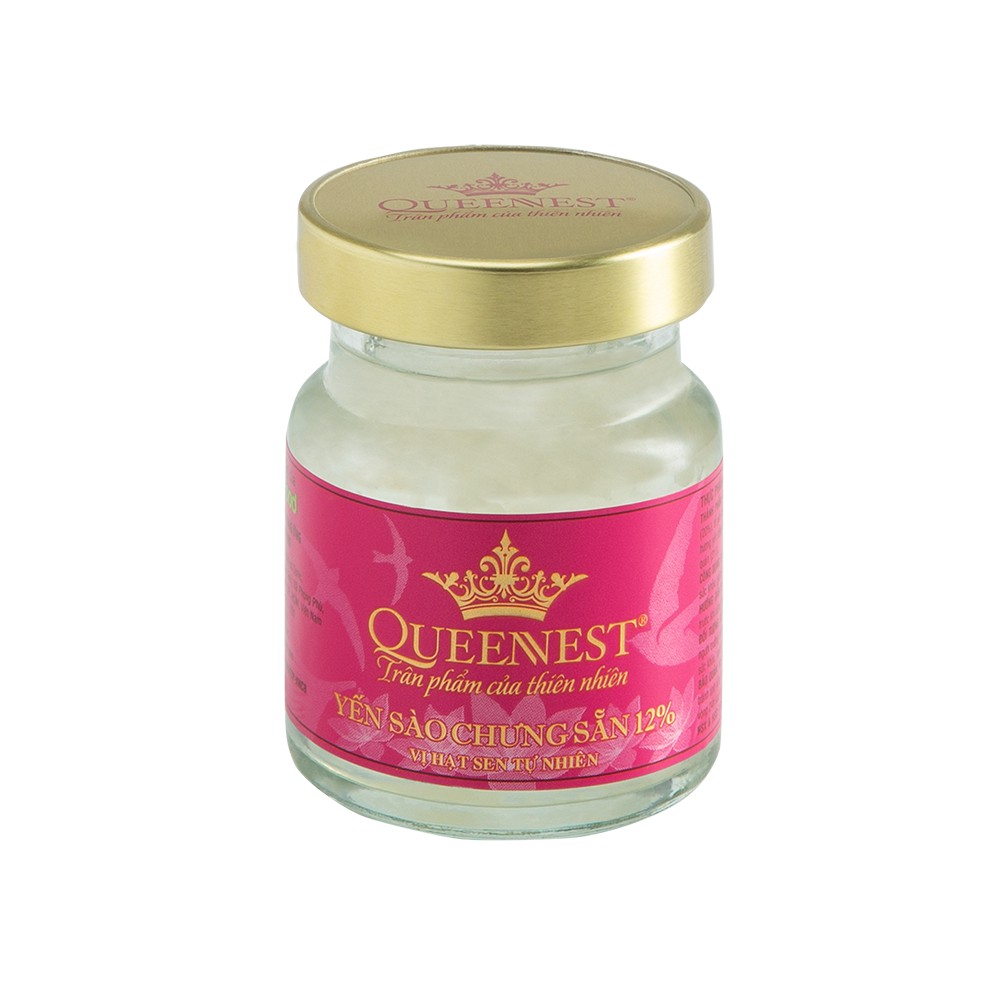 Yến sào chưng sẵn QUEENNEST 12% Hương Sen (Hộp 6 Hũ x 70ml)