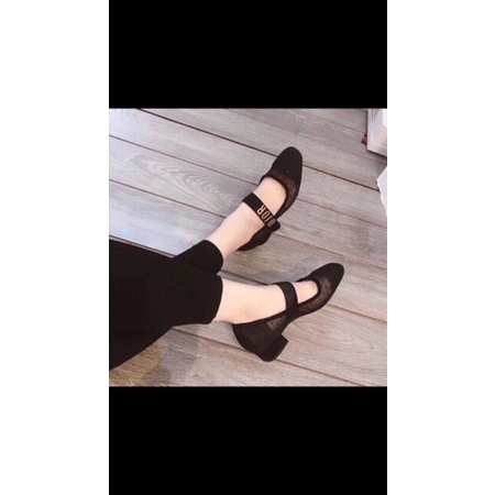 Giầy gót trụ 5 p phối lưới siêu xinh