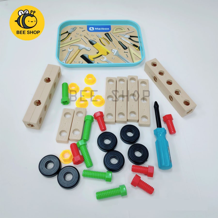 Montessori- Bộ Đồ Chơi Kỹ Thuật Vặn ốc Vít Bằng gỗ Giúp Bé Phát Triển Trí Tuệ