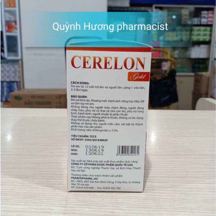 Viên uống CERELON Gold with Citicolin 600mg hộp 100 viên giúp cải thiện mất ngủ,đau nửa đầu