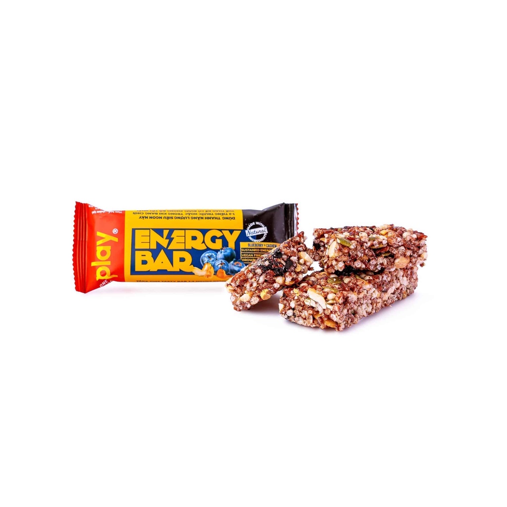 Hộp 12 Thanh Năng Lượng PLAY Vị Việt Quất Hạt Điều - PLAY Energy Bar Blueberry &amp; Cashew