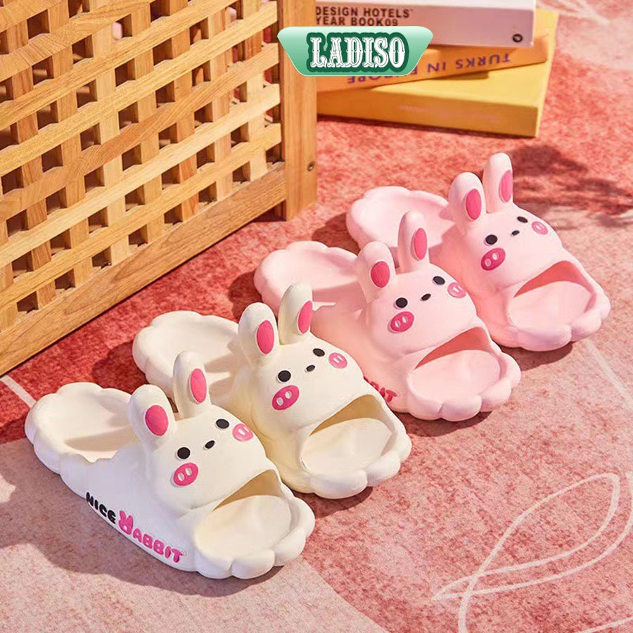 Dép bánh mì quai ngang siêu nhẹ chống trơn trượt họa tiết thỏ đáng yêu cho bé gái LADISO - TT444