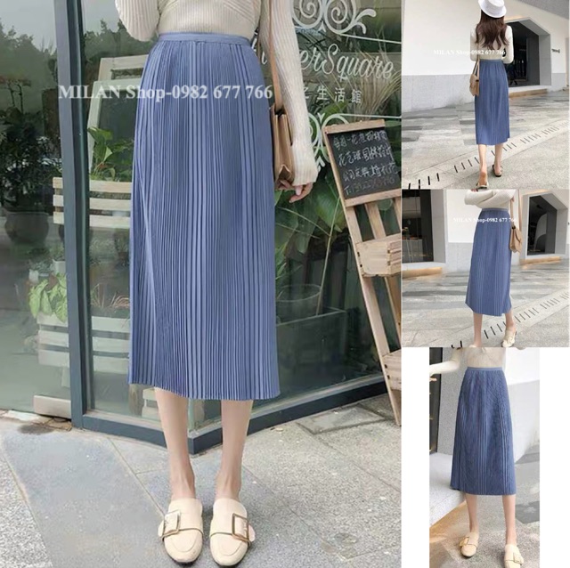 Chân váy xếp li dáng dài style Hàn | BigBuy360 - bigbuy360.vn