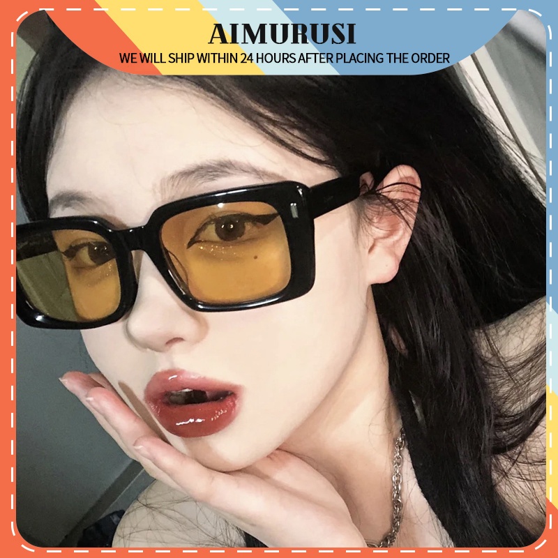 (AIMURUSI) COD Kính Mát Gọng Vuông Phong Cách Hàn Quốc Thời Trang Cho Nữ