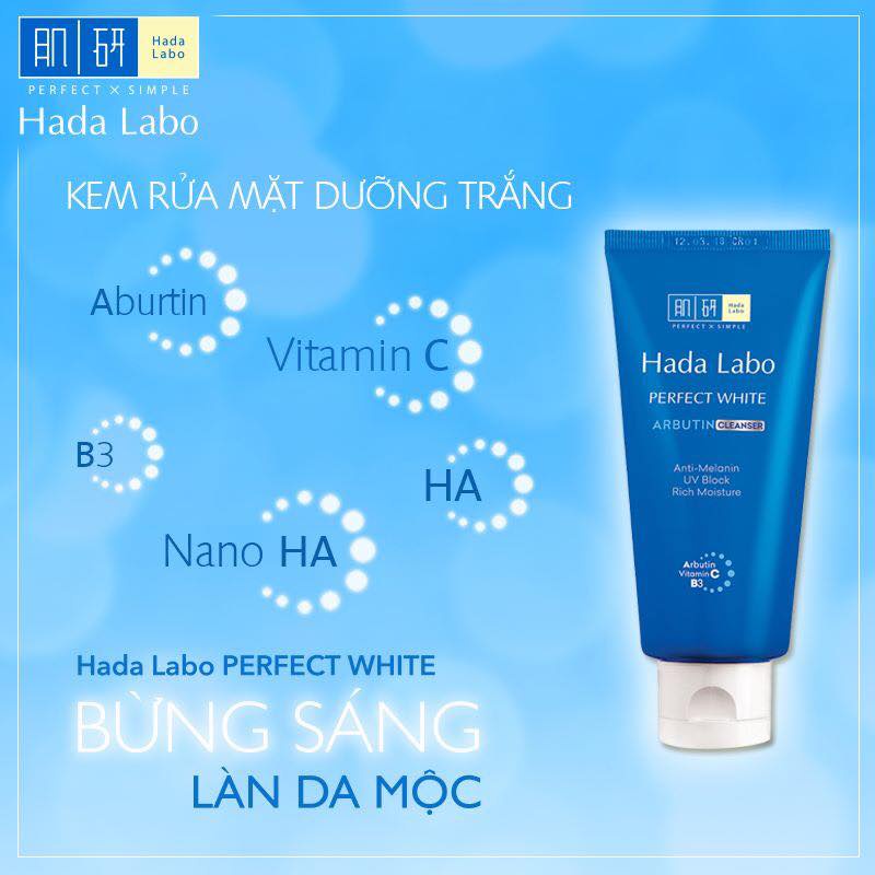 Sữa Rửa Mặt Dưỡng Ẩm Sâu, Trắng Da, Ngừa Mụn HADA LABO 80g