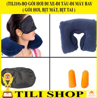 Bộ Gối Kê Cổ Bơm Hơi Hình Chữ U, Kèm Bịt Mắt Có Đệm Và Nút Bịt Tai