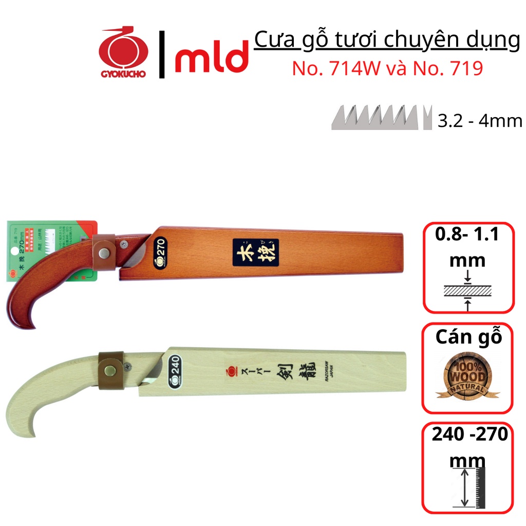 Cưa gỗ tươi chuyên dụng, thương hiệu Gyokucho, Mã RZ741W và RZ719 [MADE IN JAPAN]