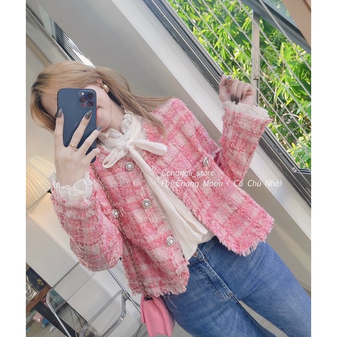 Áo dạ tweed màu hồng hàng quảng châu cao cấp ( ảnh thật shop chụp) | BigBuy360 - bigbuy360.vn