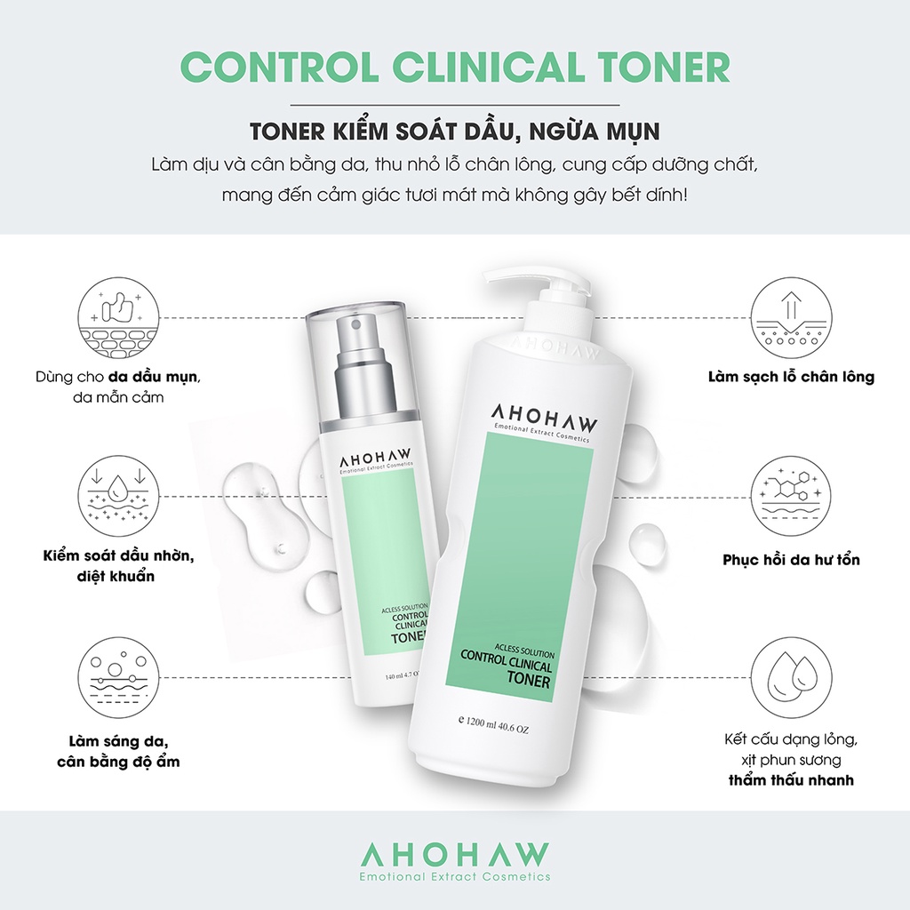 Toner cân bằng da – cấp ẩm dịu nhẹ - cải thiện mụn Control Clinical Toner (140 ml - 1200 ml)