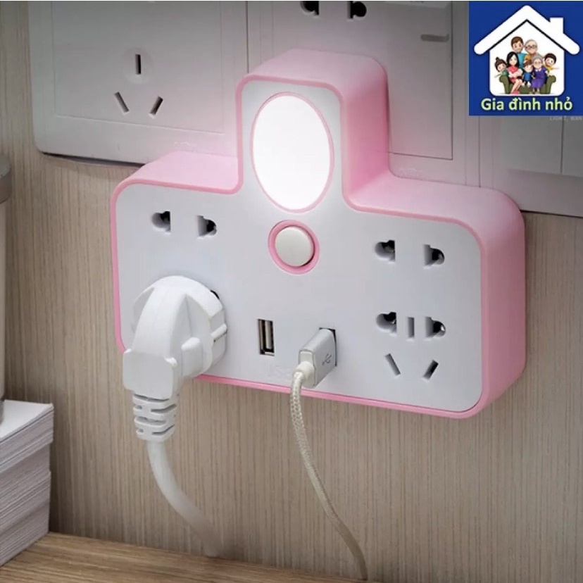 Bộ Ổ Điện Chia 2 Cổng USB Có Đèn Led (Giao Màu Ngẫu Nhiên).