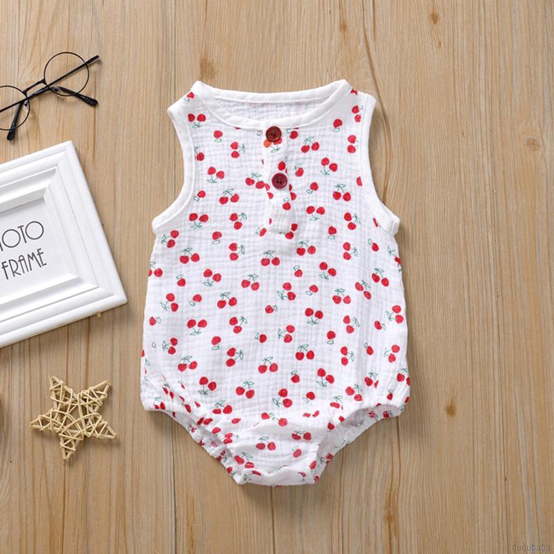 Jumpsuit Cotton Không Tay Đáng Yêu Cho Bé Gái 0-18 Tháng