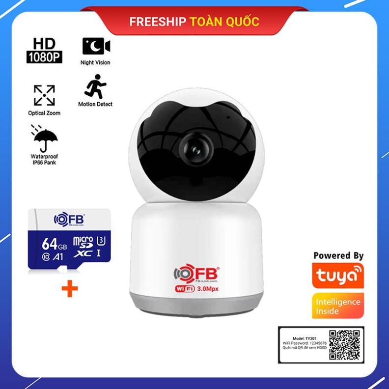 Camera IP Wifi FB-LINK Robo TY302 3.0MP Kèm Thẻ Nhớ 64GB - Dùng Trong Nhà