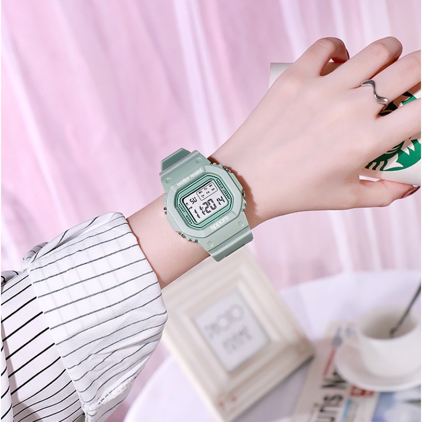 Đồng Hồ Nam Nữ Protection Sport D403 Mặt Vuông Thể Thao Cực Hot - Hazo