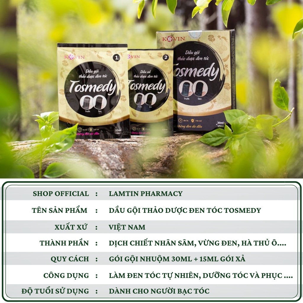 Gội là đen tóc TOSMEDY Công ty CP Dược TW Mediplantex dầu gội thảo dược đen tóc chỉ sau 01 lần sử dụng