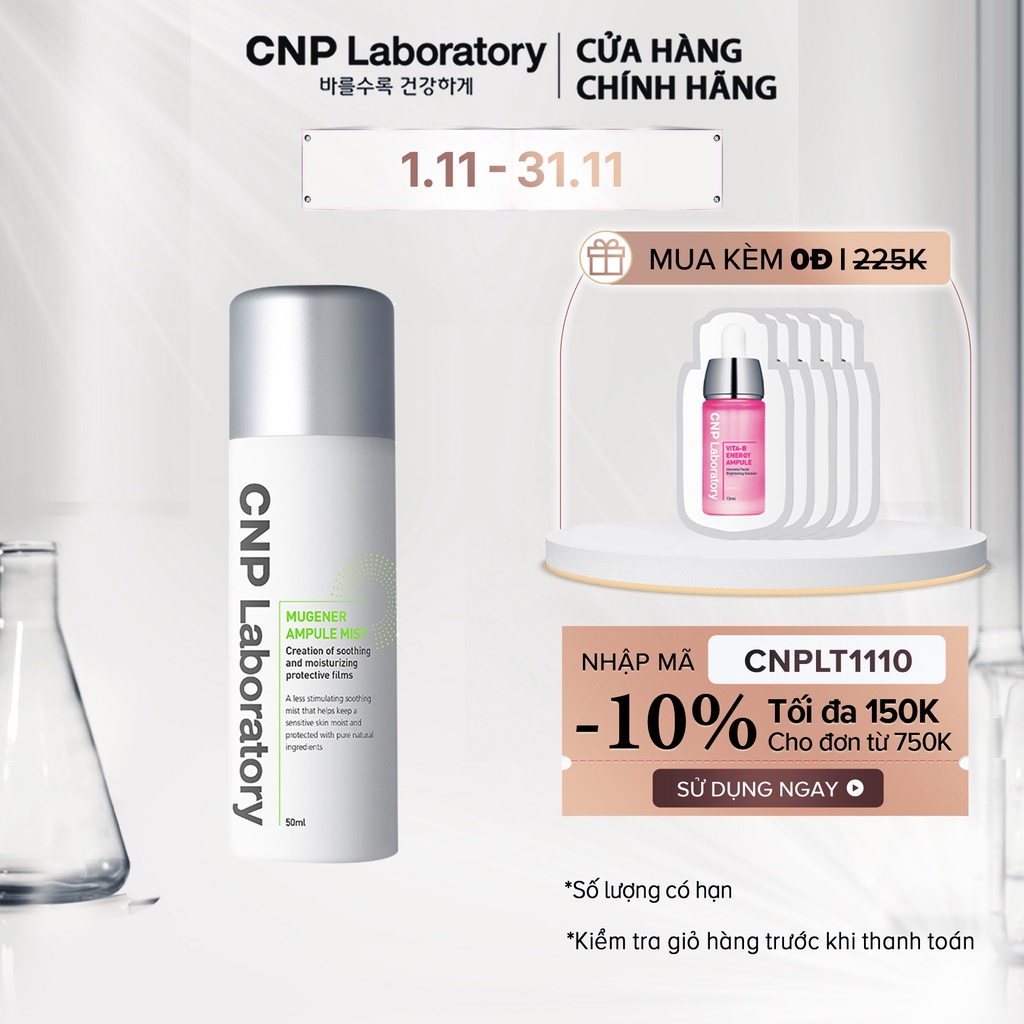 Xịt khoáng tinh chất ốc sên làm dịu da và giảm mẩn đỏ CNP Laboratory Mugener Ampule Mist 50ml