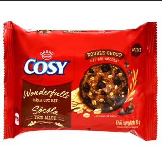 BÁNH QUY HẠT COSY SOCOLA YẾN MẠCH GÓI 80G (VỊ TRUYỀN THỐNG/GẤP ĐÔI SOCOLA)