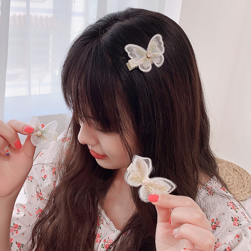 Kẹp Tóc Hình Nơ Đính Ngọc Trai Xinh Xắn Cho Nữ