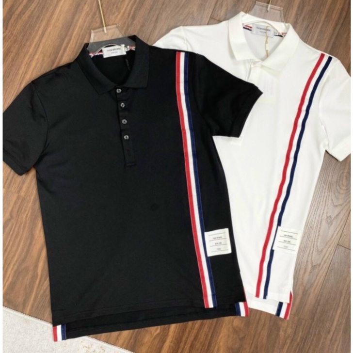 Áo polo nam ngắn tay cổ bẻ kẻ sọc vải cotton co dãn thoáng mát